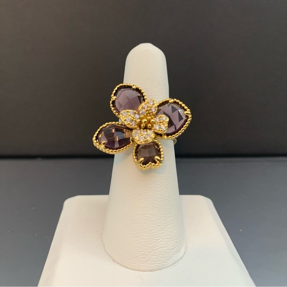 **FINAL $ DROP** Park Lane “Wisteria” Gold and Purple Floral Ring Sz 7 - Picture 5 of 7